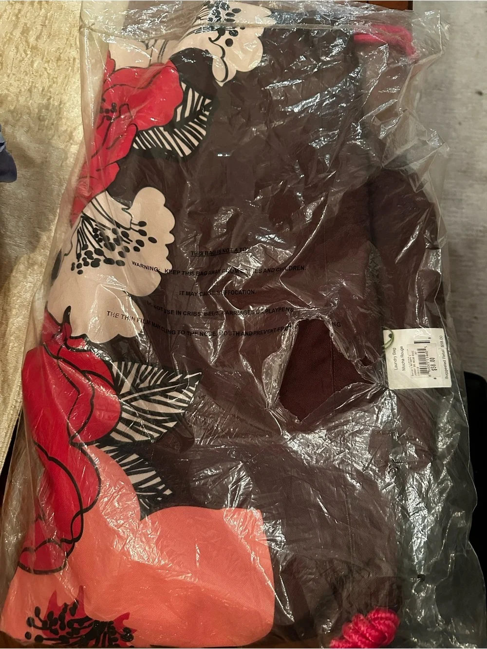 Vera Bradley Mocha Rouge Laundry Bag NWT